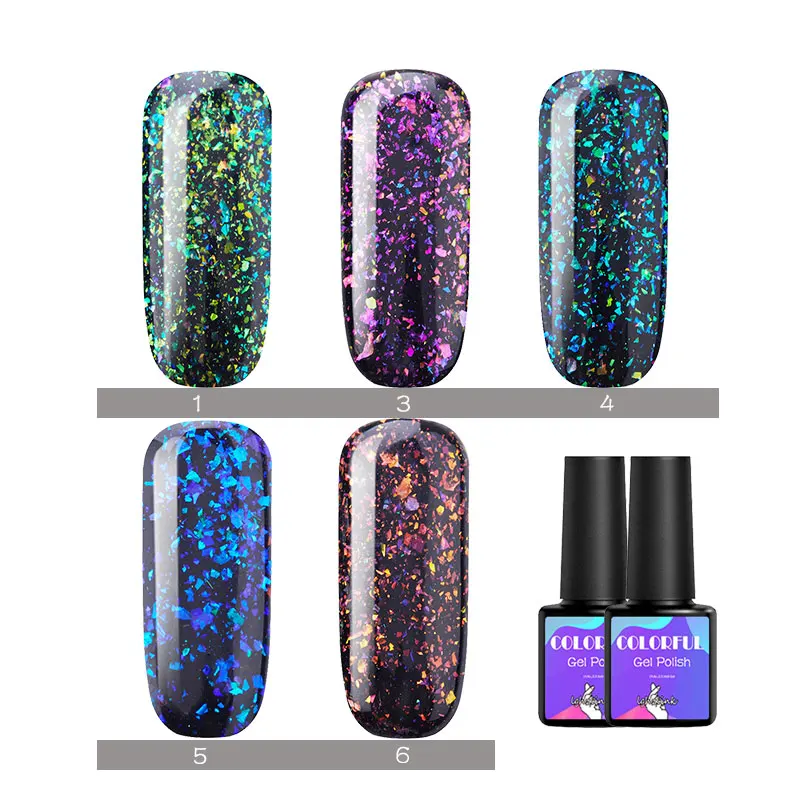

lghzlink Glitter Gel Polish With Sparkles Professional Hybrid Nail Gel Varnish New Aurora Top Coat lacquer Long-lasting Gellak