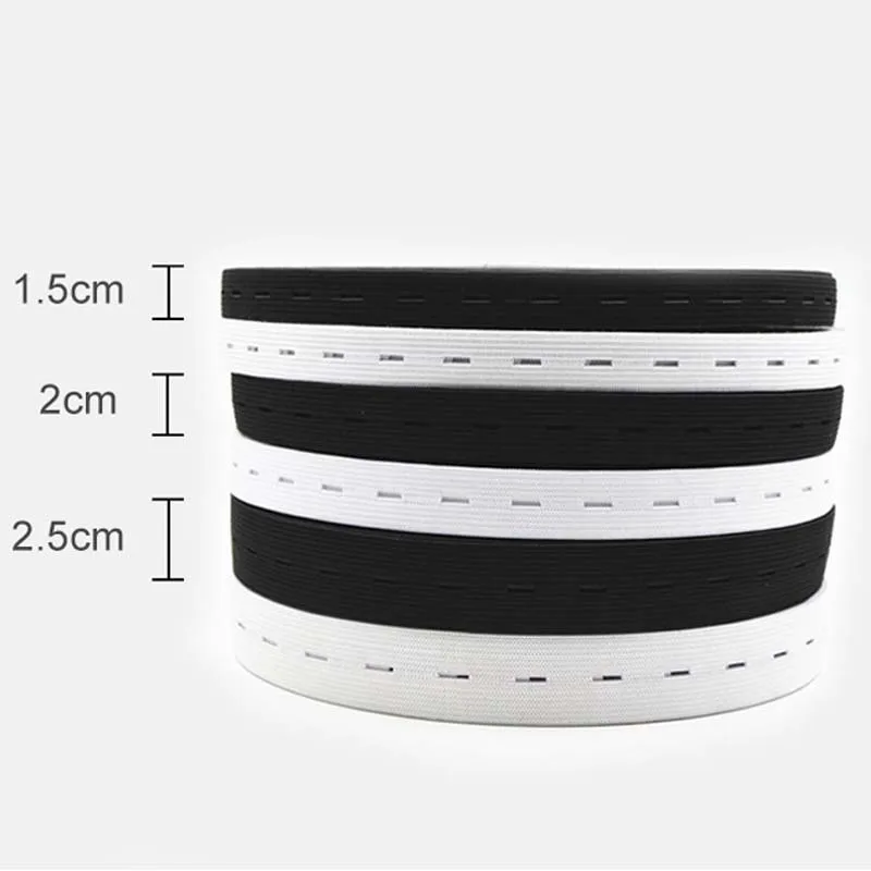 

Rubber Bands 15/20/25MM Button Hole Knit Elastic Bands Ribbon Tape White/Black Wire Webbing DIY Sewing Accessories 3 Meters