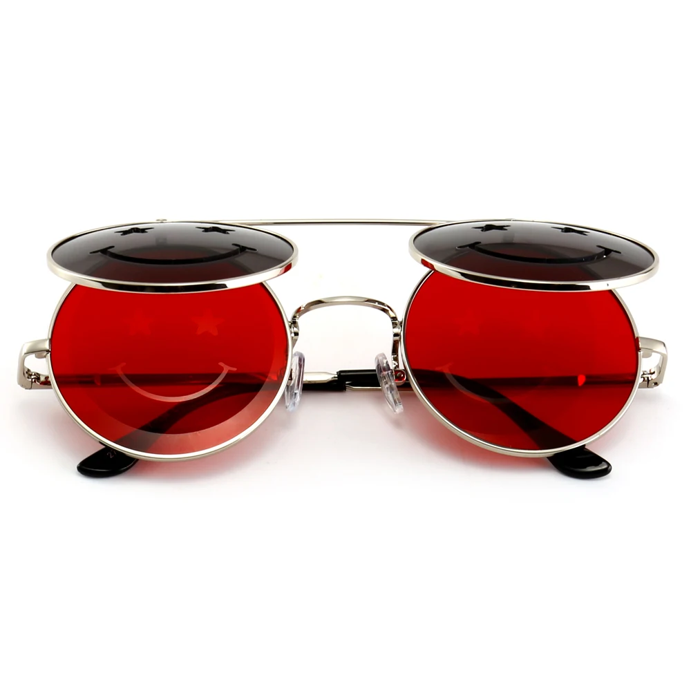 Kachawoo, захлопывающиеся Круглые Солнцезащитные очки для мужчин, винтажные, красные, розовые, желтые, круглые солнцезащитные очки для женщин, аксессуары для лета, пляжа