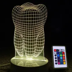 3D зуб светодиодный RGB дистанционный сенсорный выключатель Управление 7 цветов зарядки ночник настольная лампа прикроватная Декор Свет