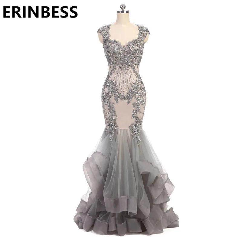 

High Quality Sweetheart Mermaid Evening Dress Beads Mermaid Silver Prom Dresses Long Elegant Prom Dresses Robe De Soiree