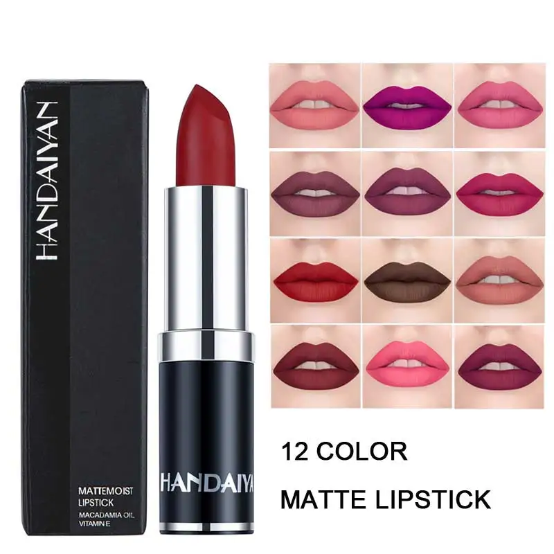 

HANDAIYAN Brand Matte Lipstick Batom Long Lasting Waterproof Lip Stick Makeup Cosmetics Baton Mate 12 Colors red