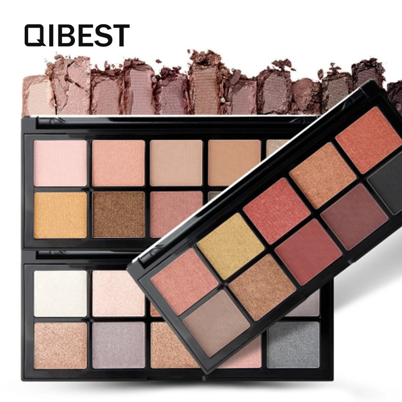 

QIBEST 10 Colors Matte Eye Shadow Palette Gold Glitter Eyeshadow Nude Makeup Set Waterproof Lasting Promotions