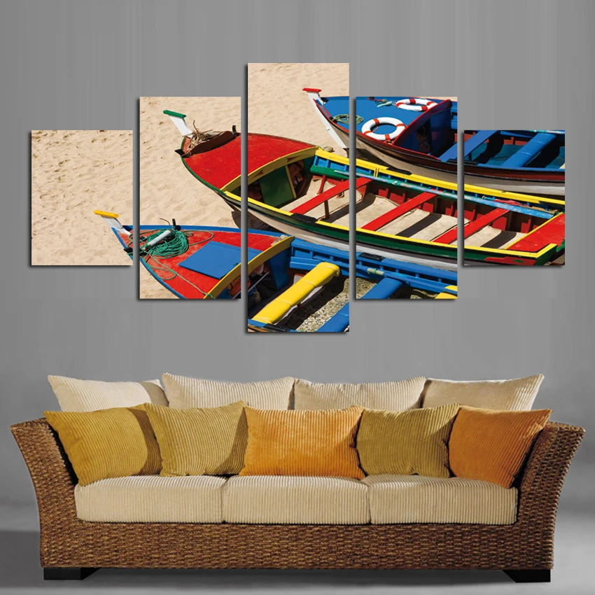 Fashion Canvas Printing Boats 5 pieces Picture Print Home Decoration On Wall For Living Room Bedroom Restaurant A50 | Дом и сад