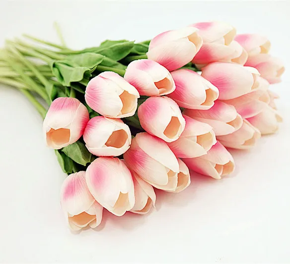 light pink Floace 25 шт./лот ПУ Искусственные цветы тюльпаны для дома Свадебные Декоративные цветы украшение дома цветок 9 цветов(без вазы - Цвет: light pink