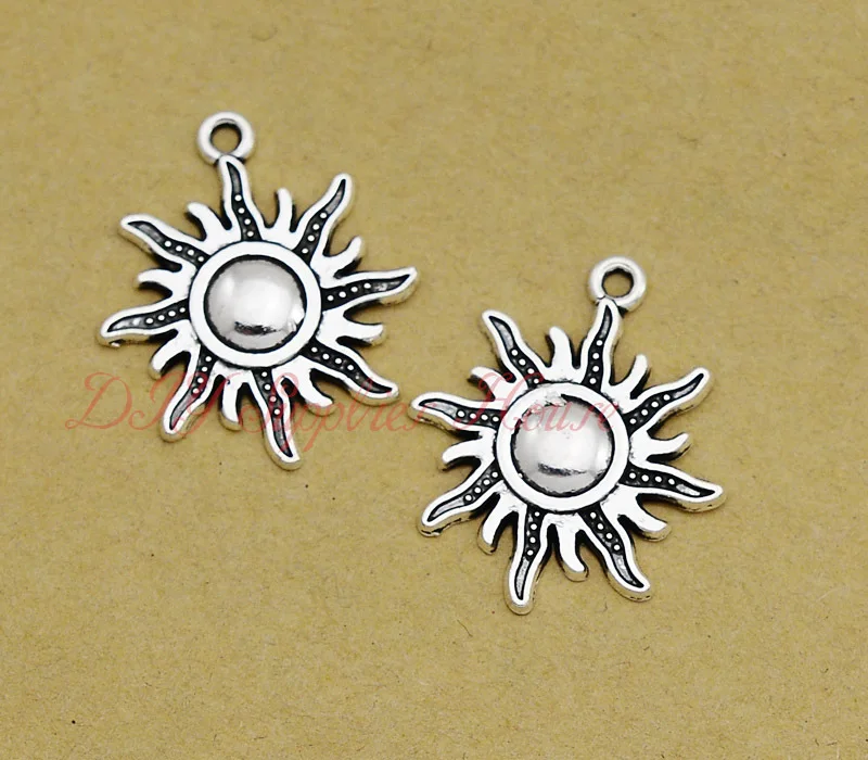40pcs Sun Charms ,Antique Tibetan Silver Sun charm Pendants, DIY supplies, jewelry makingin