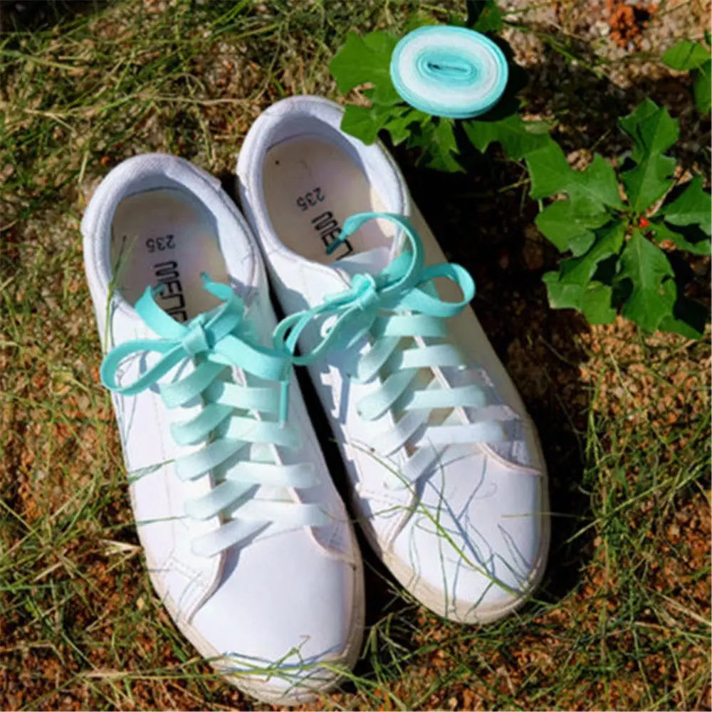 

1pair Flat Candy Color Gradient Changing Colors Shoe Laces Canvas Strings Growing Canvas Strings Party Camping Boots Shoelace