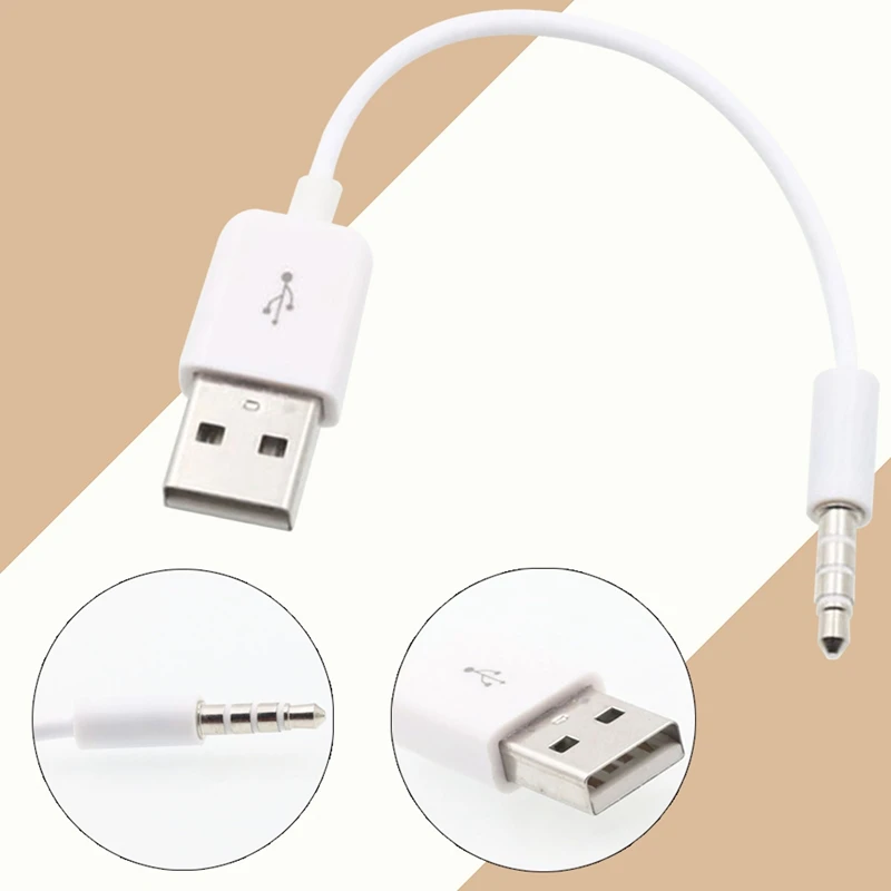 USB короткий, для зарядного устройства для передачи данных кабель белого цвета 3,5 мм адатпера зарядный Шнур для Apple Ipod 3rd 4th 5th 6th 4/5/6 MP3 плеер