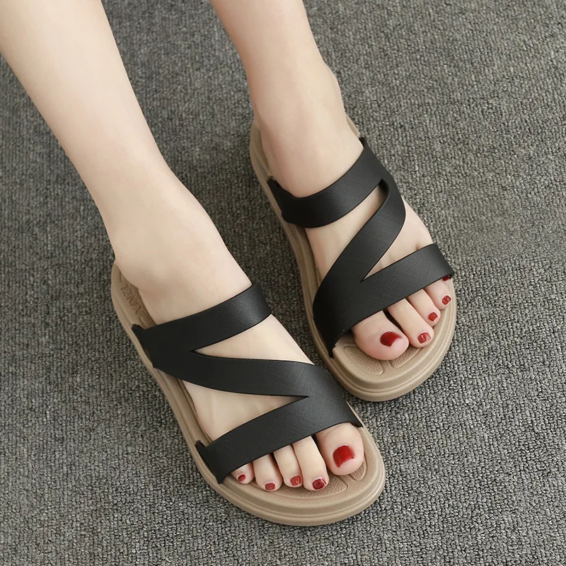 

Women Shoes Flat with Solid Comfortable Casual 2019 Summer New Style Sandals Female Simple Slip-on Basic Slippers Lady Open Toe