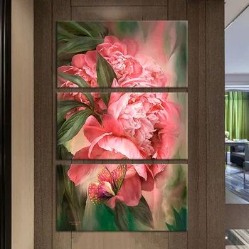 

Modern style triptych painting for living room wall decor canvas print and poster flowers home decor pictures artwork DYS69