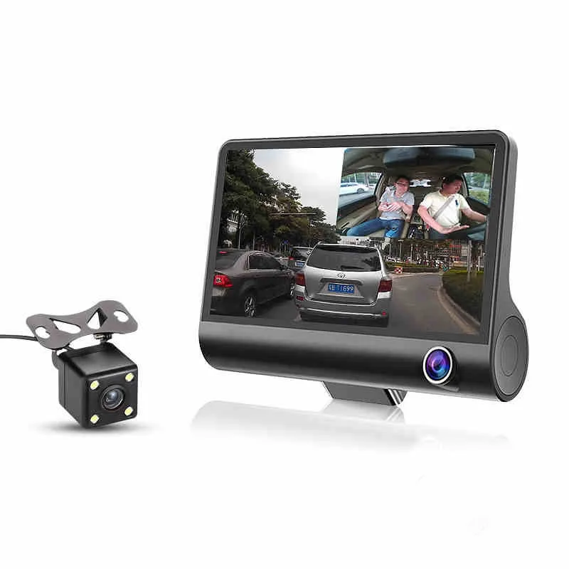 AXZONE DVR 3 камеры объектив Автомобильный видеорегистратор передний/внутренний/задний 4,0 дюймов видеорегистратор Full HD 1080P видеорегистратор авто регистратор dvr видеорегистратор