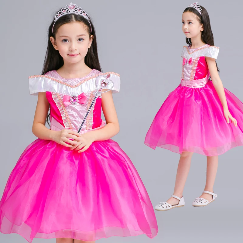 

Girls Princess Aurora Drop Shoulder Costume Dress Pageants Party Fancy Dress