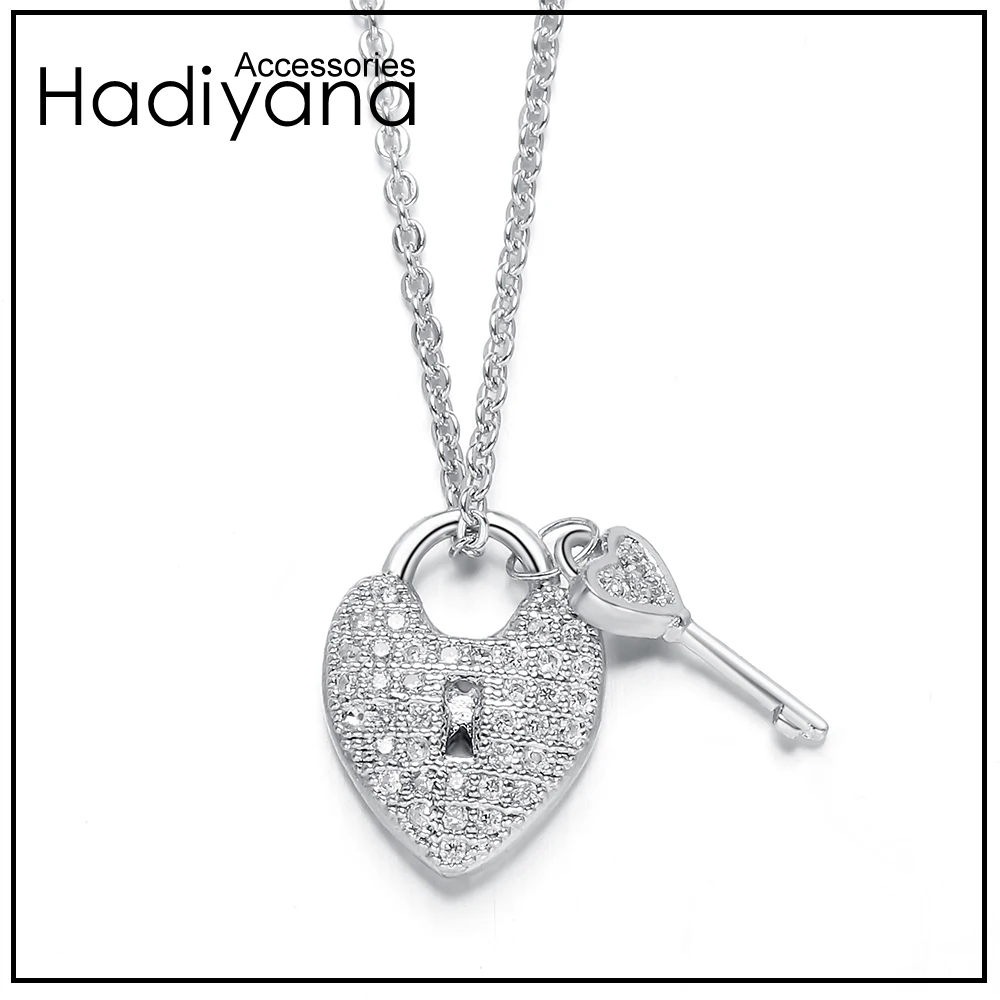

HADIYANA Brand Fashion Lock With Key Shape Pandent Necklace For Women Love Adjustable Necklace for Valentine's Day Gift XL142