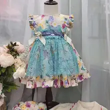 Платье+ шорты, 2 предмета, новое летнее испанское винтажное платье принцессы в стиле Лолиты, кружевное платье принцессы, Эксклюзивное Платье Modis, детские платья, Y1375