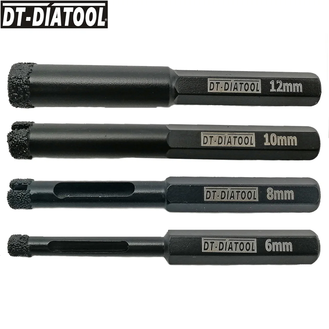 Dtdiatool 1set/4pcs Hexagon Shank Diamond Drill Bits Hole Saw Wet For