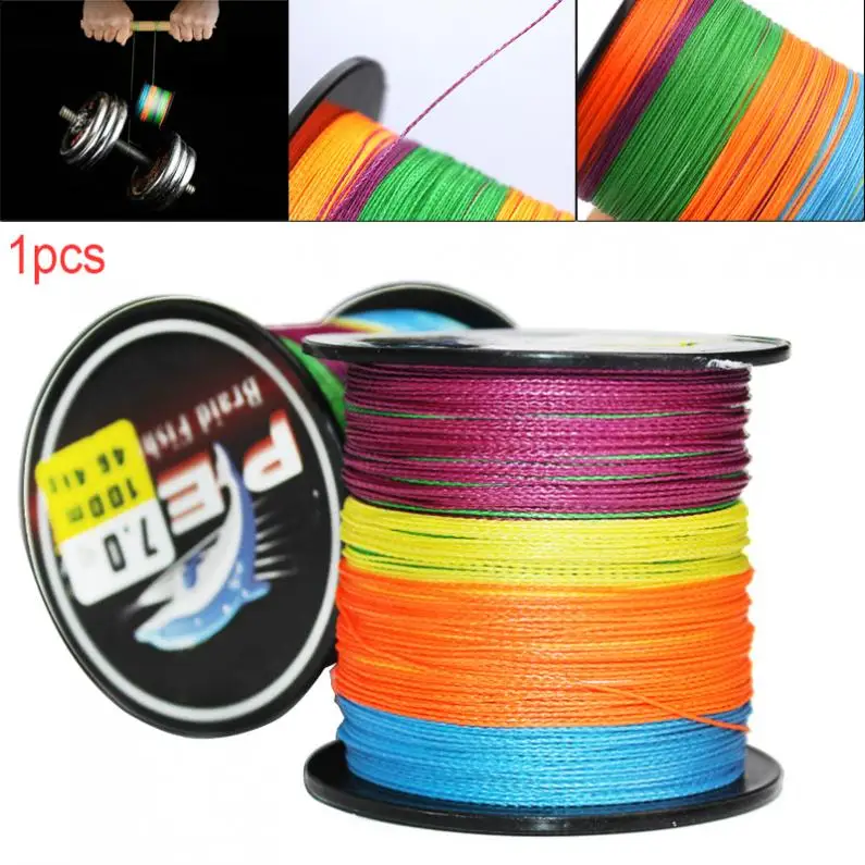 

100M Multicolor Fishing Line 22-82LB 4 Strands Weaves PE Braided Multifilament Fishing Rope