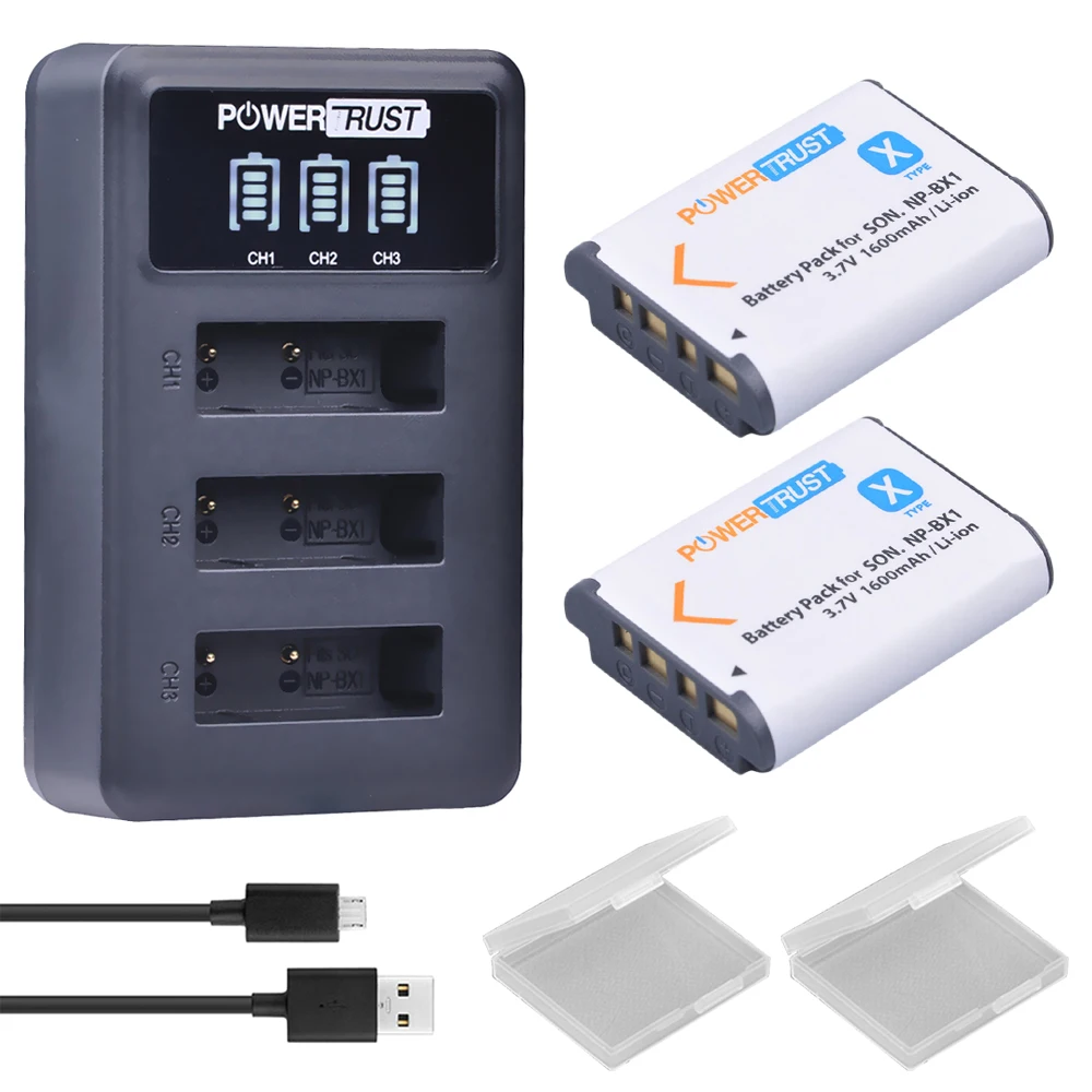 

PowerTrust NP-BX1 NPBX1 Bateria+LED 3Slots USB Charger for Sony DSC RX1 RX100 AS100V M3 M2 HX300 HX400 HX50 HX60 GWP88 AS15