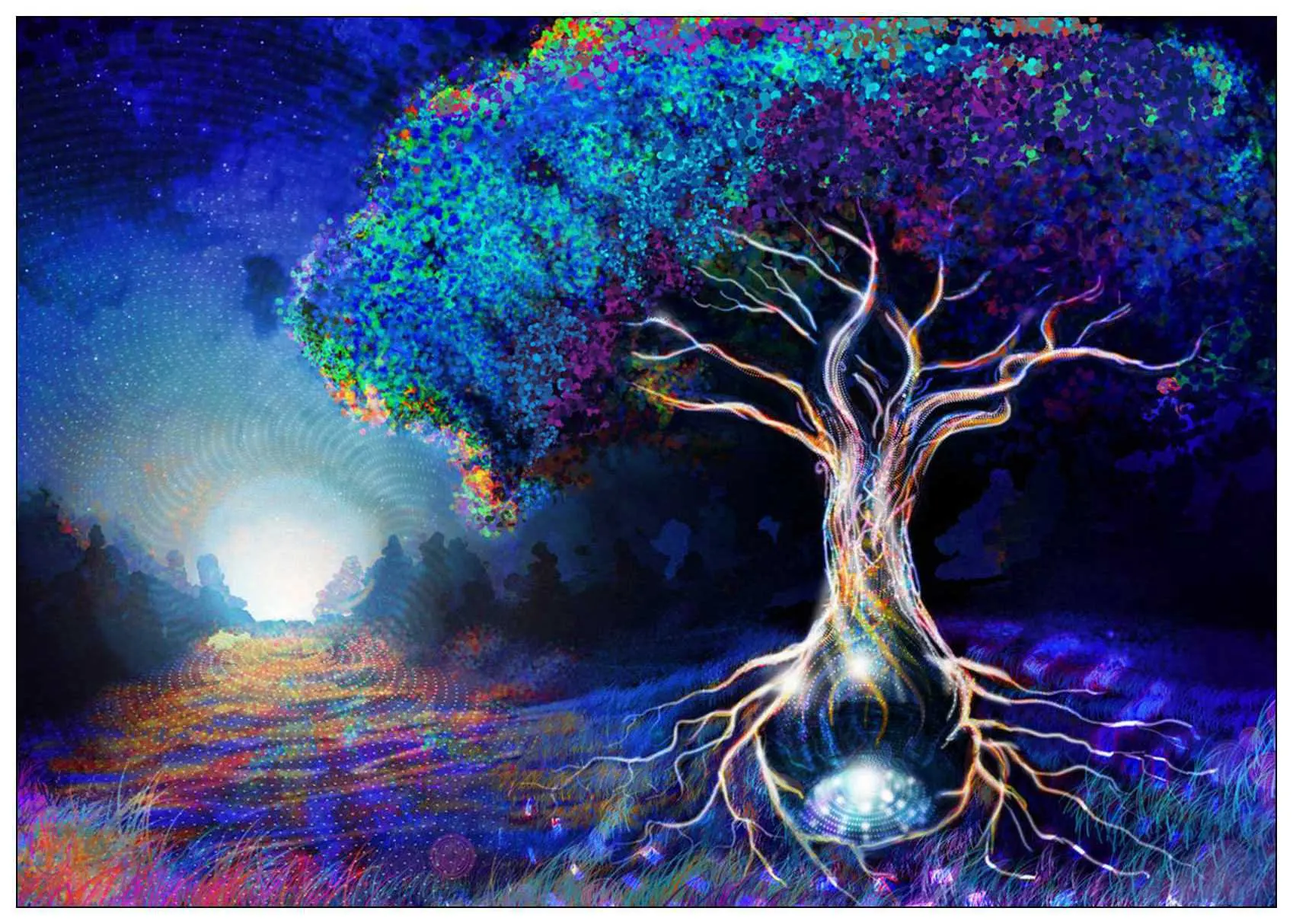 Psychedelic Trippy Tree Abstract painting Vintage Paper Poster Wall Painting Home Decoration 42X30 CM 30X21 CM