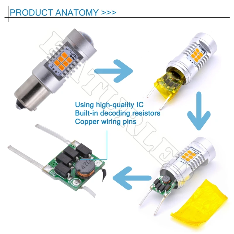 2 шт. BAU15S PY21W 7507 21 SMD светодиодный Замена лампы для указателя поворота или угол