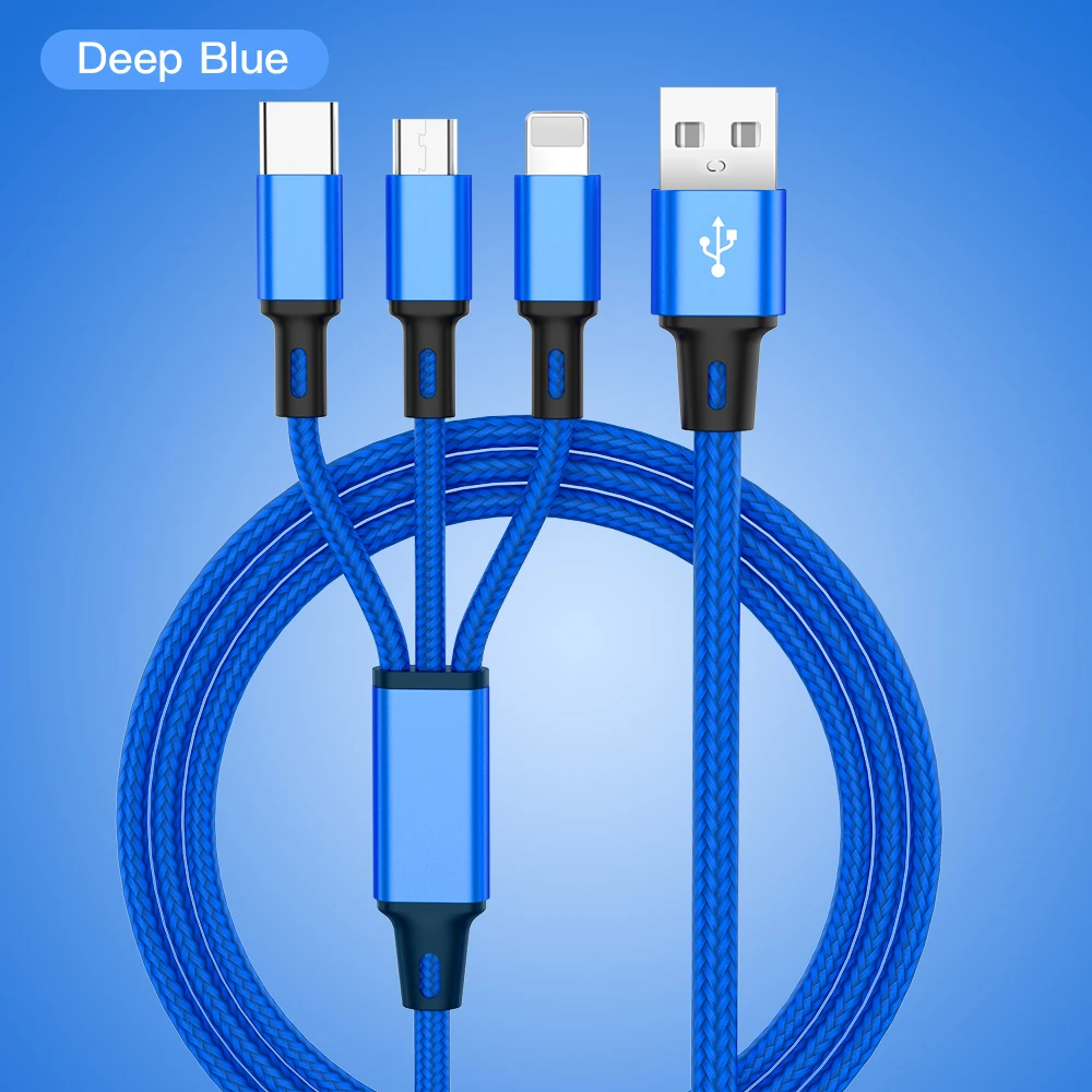 USB кабель 3 в 1 для iPhone XS X 8 7 6 зарядное устройство Micro Android Type C мобильный телефон