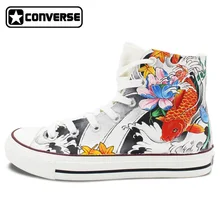 High Top Converse Chuck Taylor Men Women Shoes Carp Tattoo Original Design Hand Painted Canvas Sneakers Man Woman Creative GIfts