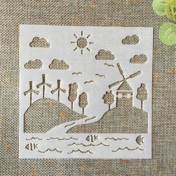 

13cm Pastoral Farm River DIY Layering Stencils Painting Scrapbook Coloring Embossing Album Decorative Card Template