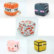 New Minecraft Square Plush Toys (TNT,Enderman,Trapped Chest,Pig,Redstone Ore,Lawn,Steve,Creeper)Cartoon Game Toys Children Gift