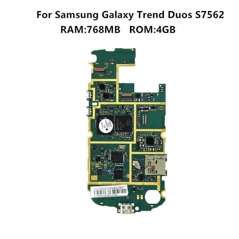 Может работать в течение всего используется основная плата для samsung Galaxy Trend Duos S7562 768 MB Оперативная память 4 Гб Встроенная память материнская плата с чипами