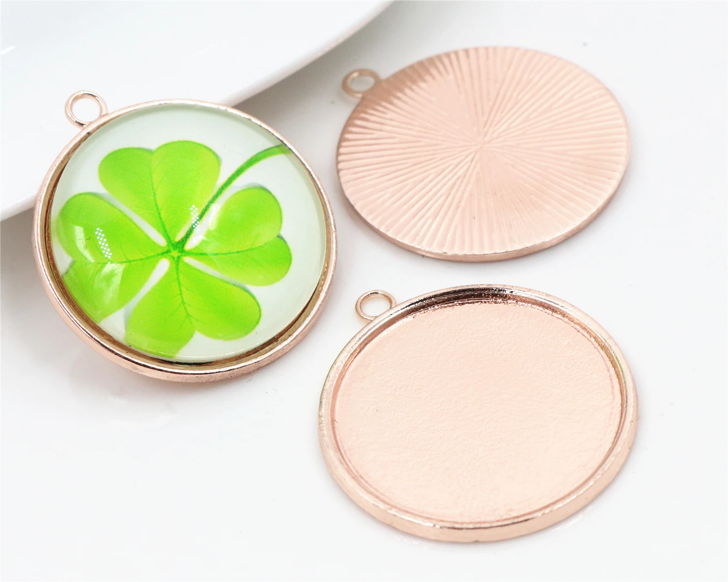 

High Quality 10pcs 25mm Inner Size Rose Gold Cabochon Base Setting Charms Pendant (D1-46)