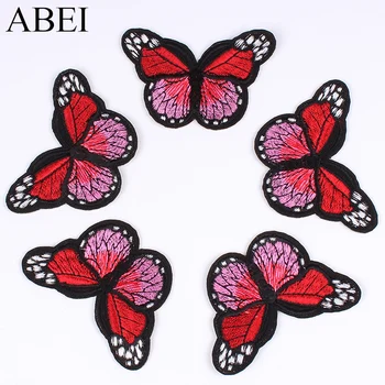 

6pcs/lot Cartoon Butterfly Patch Iron On Embroidery Animal Stickers Handmade Patchwork Sew On Clothes Appliques for Jeans Coats