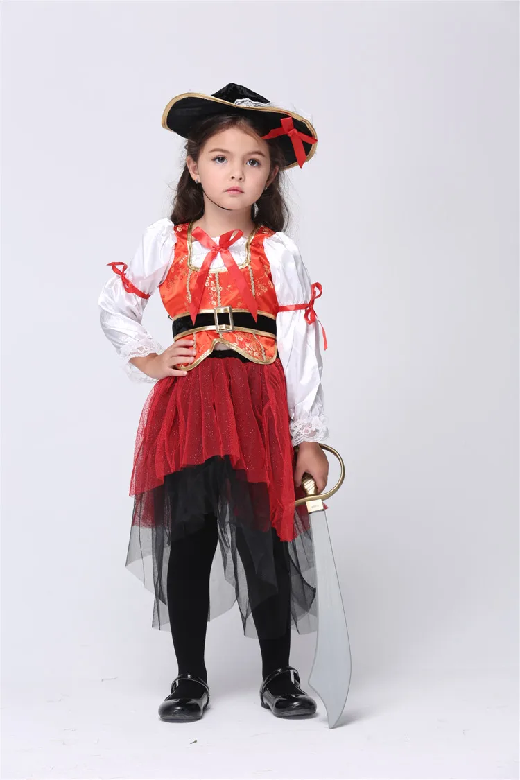 Девушки морской пират принцесса косплей костюмы ребенок Фэнтези маскарадное платье одежда Детский карнавальный костюм на Хэллоуин