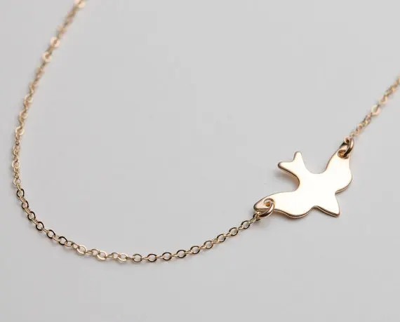 N107 Gold Silver Tiny Soar Flying Bird Necklace Peace Dove Necklace Little Swallow Baby Bird Necklaces Abstract Necklaces