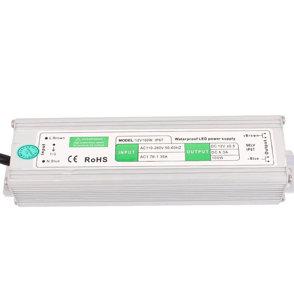 

AC 110~260V to DC 12V 100W US Plug IP67 Waterproof Electronic LED Driver Power Supply LED Strip Strings Lamp Transformer Adapter