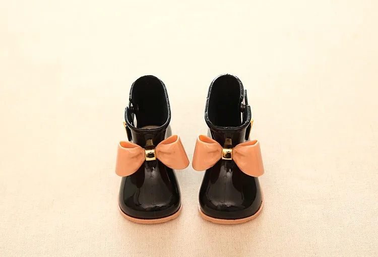 Mini Melissa/сандалии для девочек; обувь с милым бантом; непромокаемые сапоги для девочек; Нескользящие непромокаемые сапоги для детей; водонепроницаемые резиновые сапоги; детская обувь