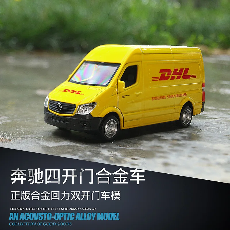 

Mikidual Toys for Children Die-cast Metal Car Models Pull Back Vehicles 1:36 Benz DHL Express Van Transport truck mkd2