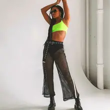 Летние пляжные женские широкие ноги в сеточку расклешенные брюки женские черные свободные купальник бикини Нижняя крышка брюк