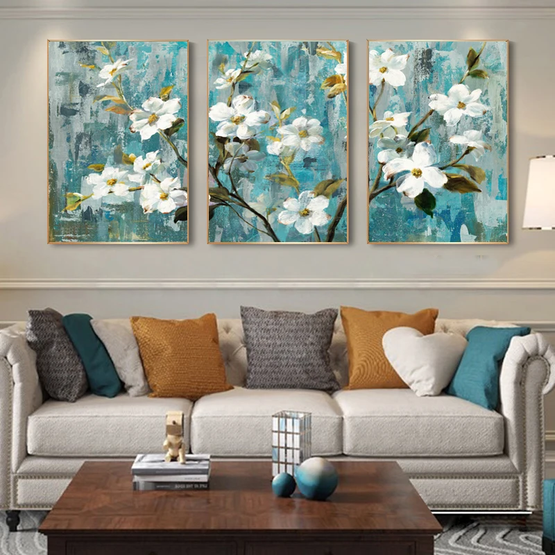 Vintage Canvas Art Floral Pattern Mural Living Room Bedroom Decor