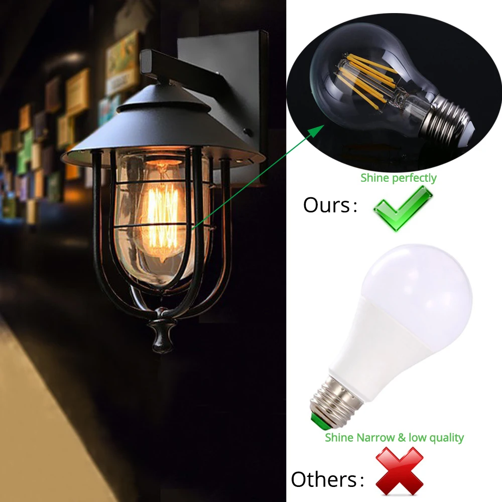 Vintage Outdoor Wall Light LED Waterproof Industrial Decor Outside Lamp Black Sconce Lighting Fixtures Patio Countyard Lights