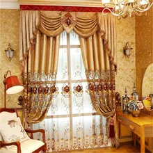 European And American Style Royal Gold Luxury Curtains For Living