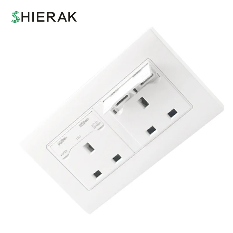SHIERAK 86 UK standard Hong Kong 3 hole электрическая розетка Dual 13A британская с двумя usb