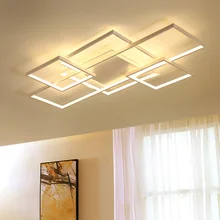 Новая квадратная рамка, светодиодная Люстра для гостиной, спальни, дома, белая или коричневая, современная светодиодная потолочная люстра, светильники