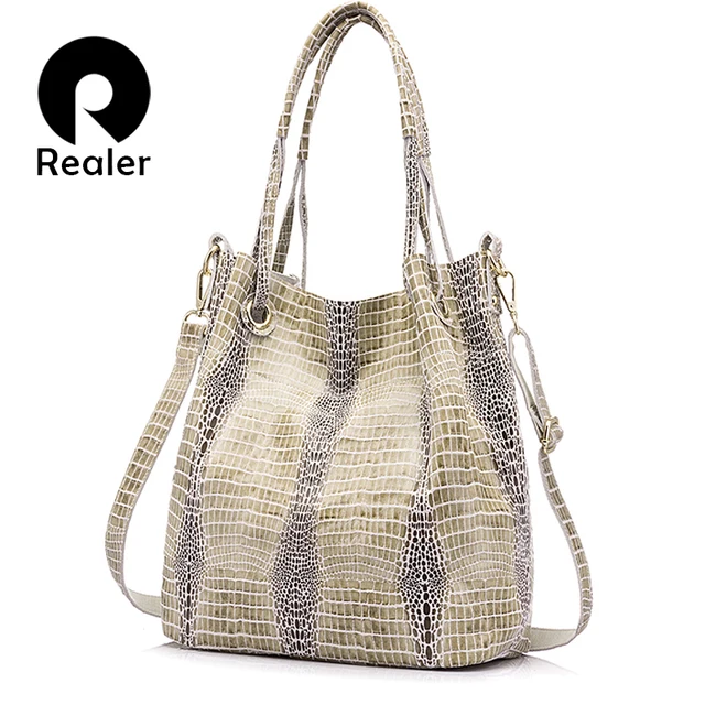Realer Women Genuine Leather Handbag Extra Large Capacity Shoulder Realer Women Genuine Leather Handbag Extra Large Capacity Shoulder Messenger Bags Las Crossbody Bag Female