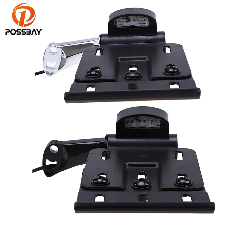 POSSBAY 8mm Motorcycle Side Mount LED License Plate Lights Brackets