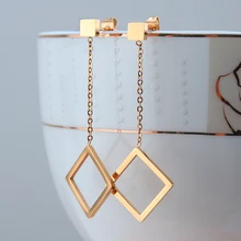 Корейские сережки, высокое качество, розовое золото, нержавеющая сталь, серьги-гвоздики, длинные, для женщин, Роскошные, вечерние, свадебные серьги, ювелирное изделие