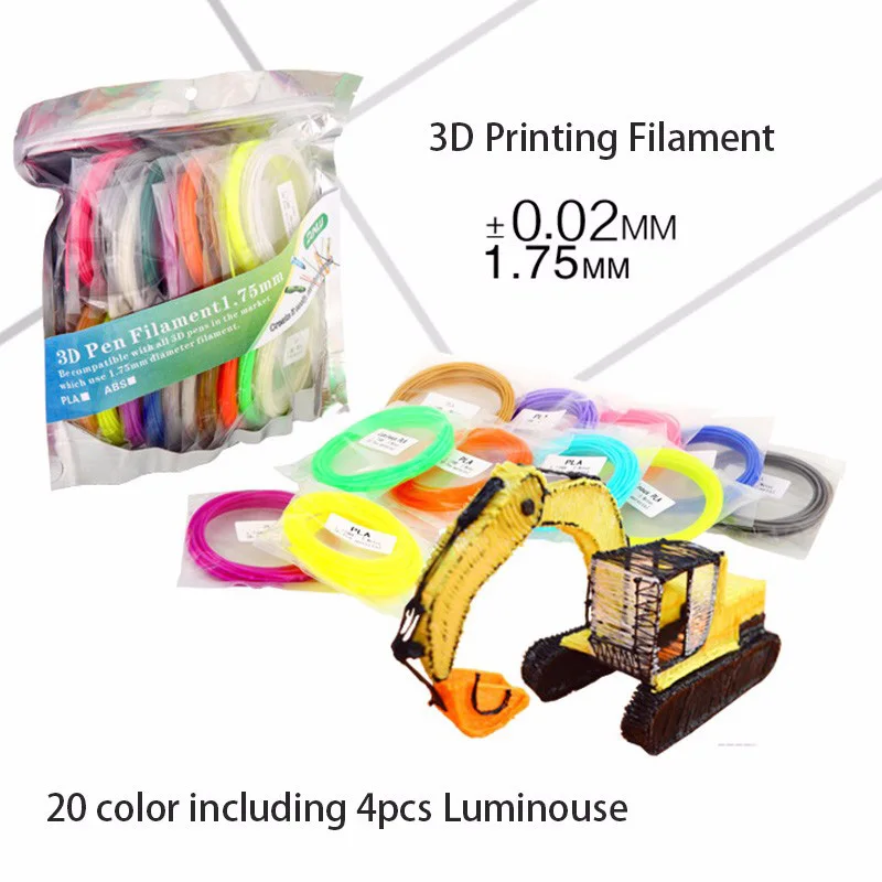 PLA SUNLU 3D Pen printing Filament 20 Colours including 4 Luminouse Light 3D Printer Filaments Consumables