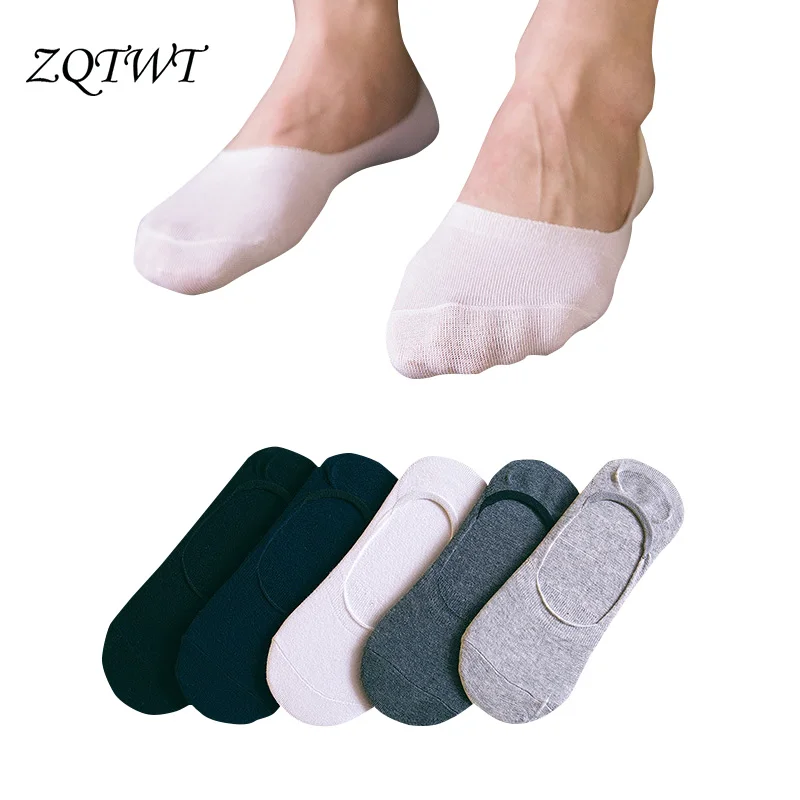 ZQTWT 5 PairLot New Fashion Summer Invisible Solid Men Short Sock High Quality Cotton Sock For Men Boat Sock 3WZ132