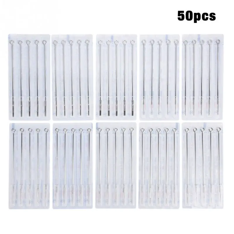 

50pcs Assorted Disposable Stainless Steel Sterilized Tattoo Needles Mixed 10sizes 3RL / 5RL / 7RL / 9RL / 5RS /5M1 / 7M1 / 9M1