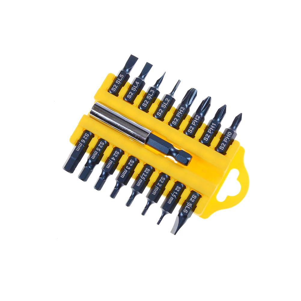 Screwdriver Bits Magnetic Slotted Phillips Torx Hexagon Square S2 Alloy Steel Electric Screwdriver With Rod Hand Tools 17Pcs