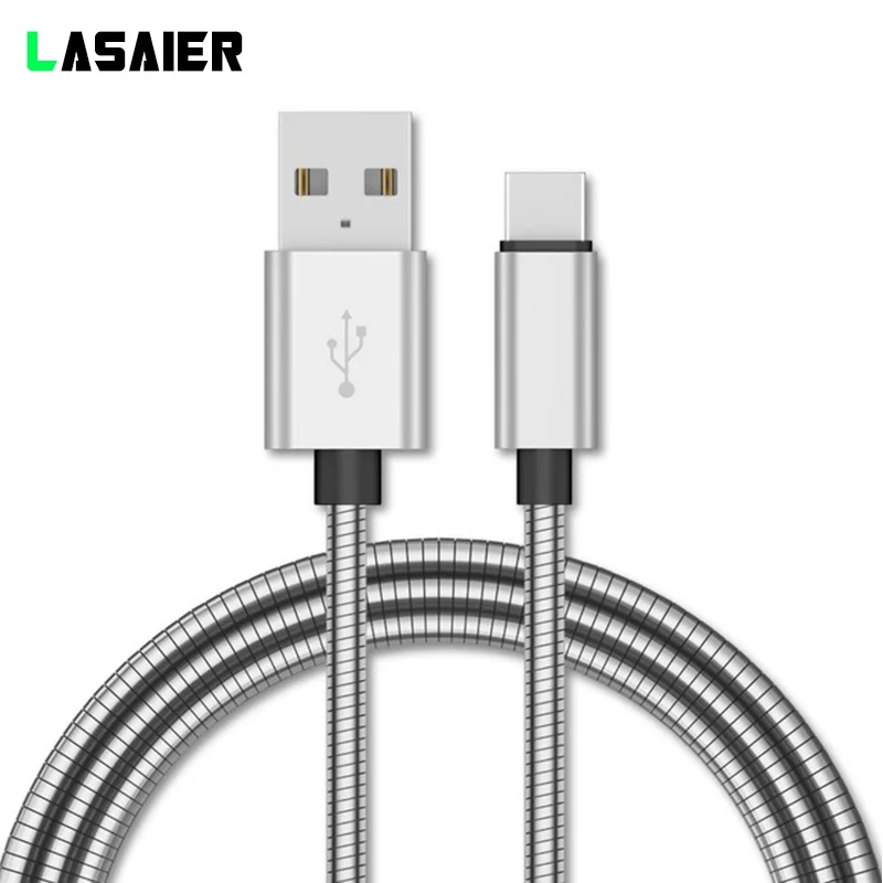 Металлический плетеный кабель Micro usb type C для huawei P10 P20 USB C кабель для быстрой зарядки данных для Xiaomi Mi8 Oneplus 6 5T шнур зарядного устройства - Цвет: Серебристый