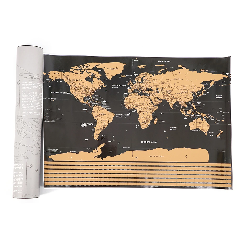 

Black World Map Scratch off World Map Personalized Travel Scratch for Map Room Home Decoration Wall Stickers